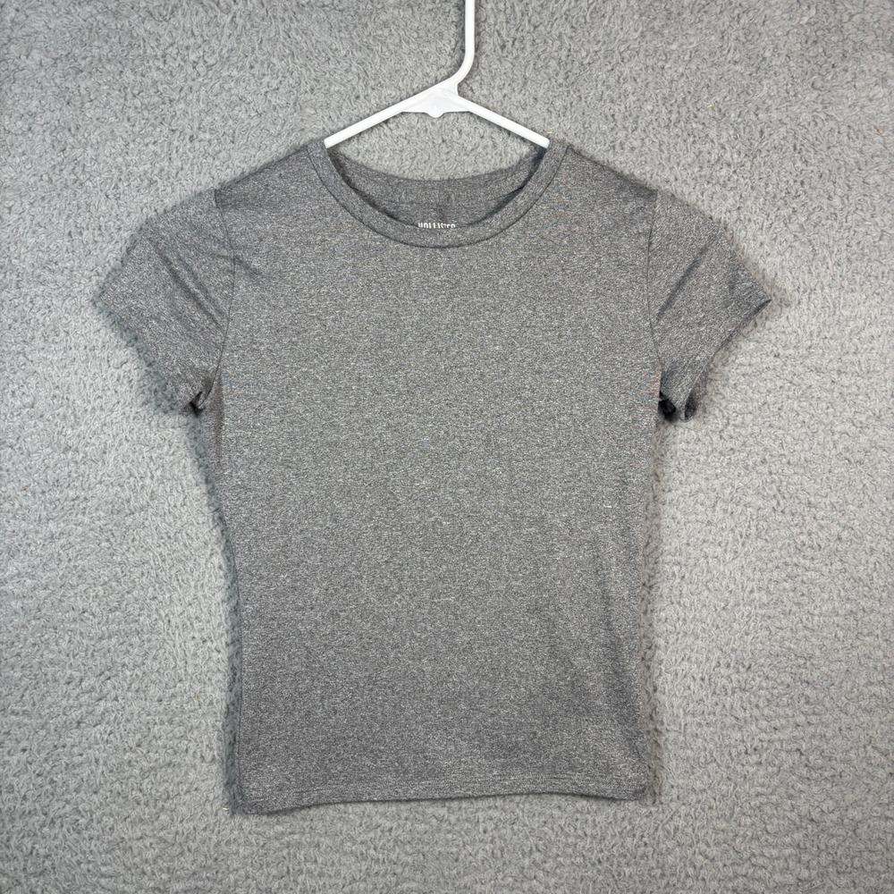 Hollister Tee Kids XS Long Gray Short Sleeve Crewneck Heathered Slim Fit Basic